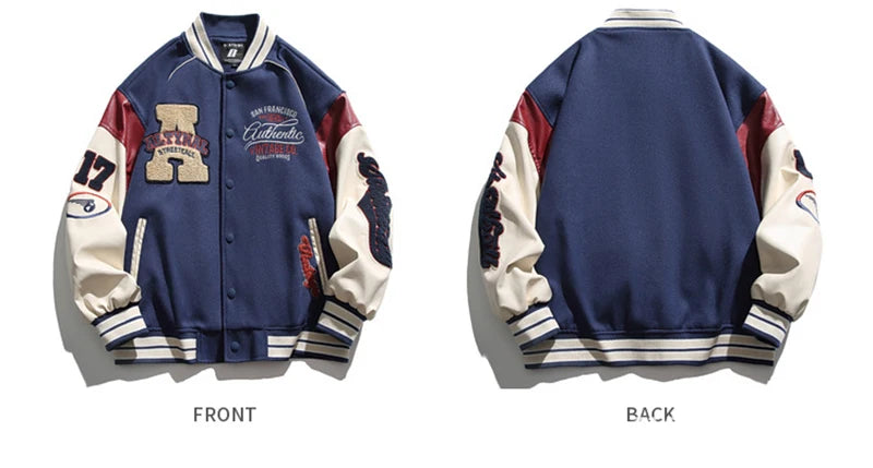 Veste de baseball brodée anti-vent pour hommes, manteau décontracté, vêtements d'extérieur, épissage, uniforme d'automne, 2024
