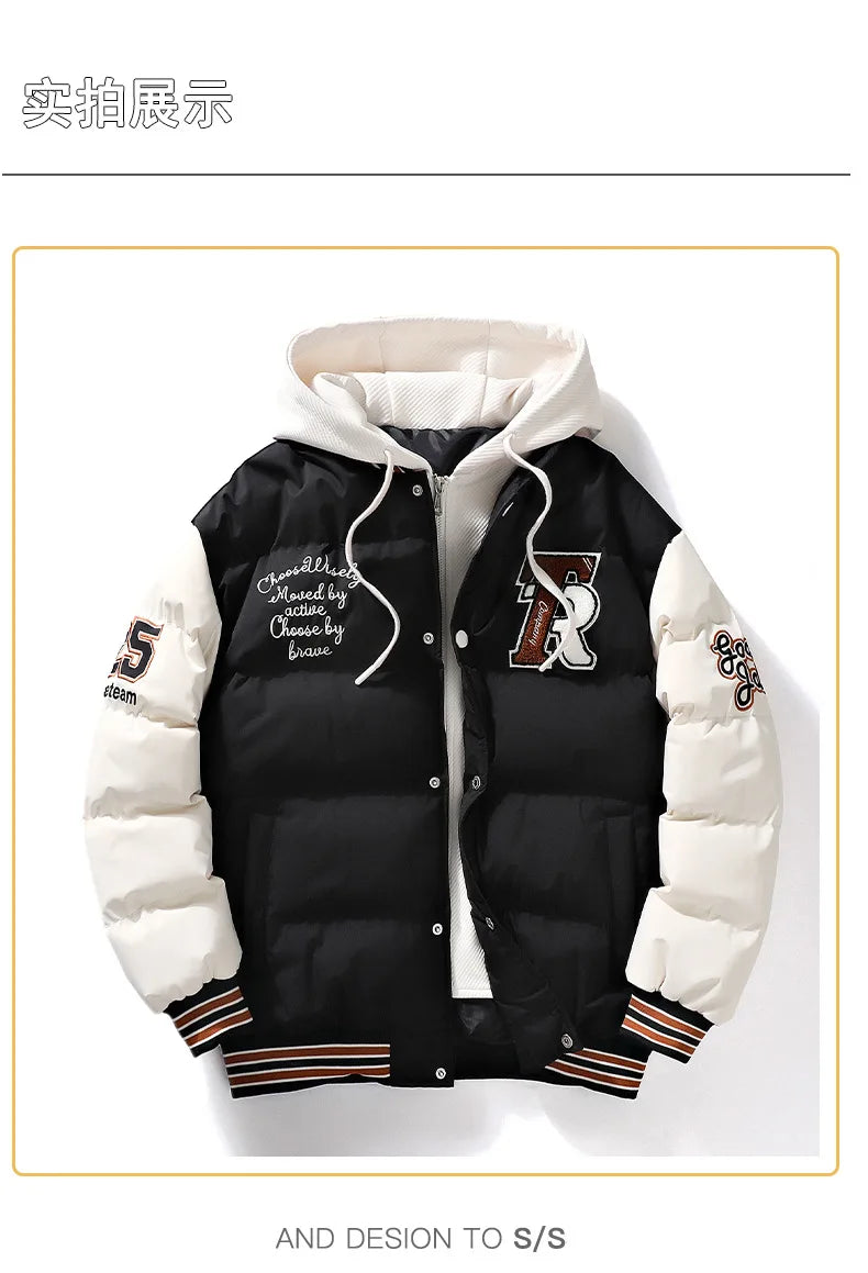 Supzoom nouveauté décontracté broderie hommes hiver à la mode faux deux pièces à capuche pain costume Couple coton rembourré vestes et manteaux