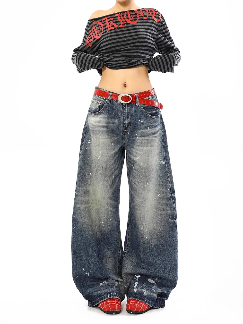 Jean Baggy Vintage taille haute pour femmes, pantalon à jambes larges, surdimensionné, Harajuku, jambes droites, Y2K