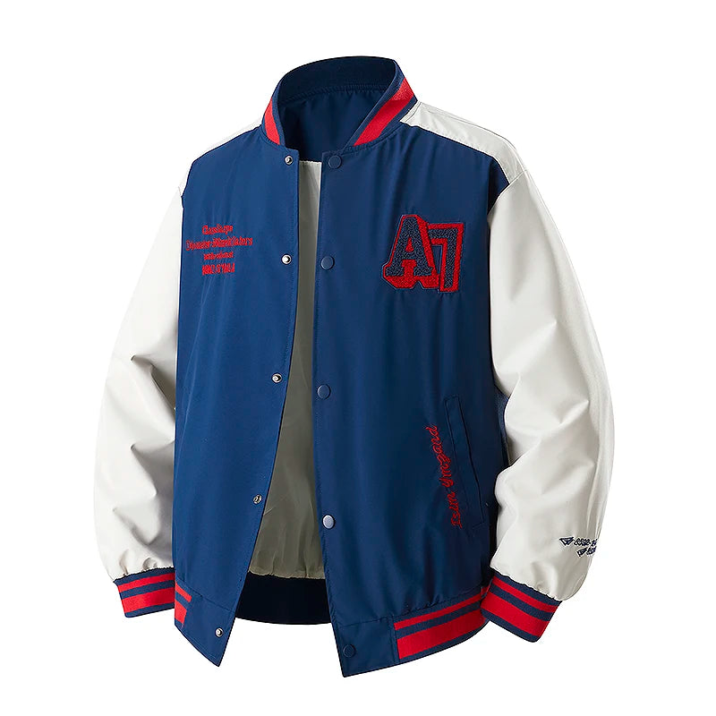 Veste de baseball insérée de nouvelle couleur pour hommes, vêtements amples et polyvalents de marque tendance printemps et automne