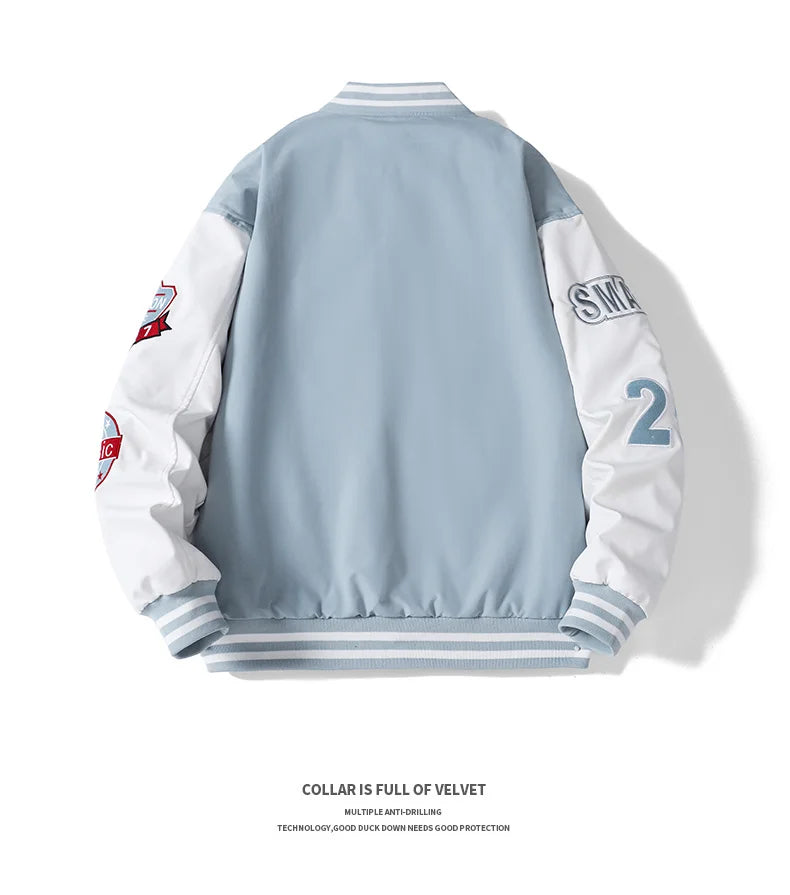 Veste de Baseball de Campus pour hommes, automne Hip-hop Harajuku, lettre cousue brodée, veste de moto, manteau coupe-vent ample pour Couple