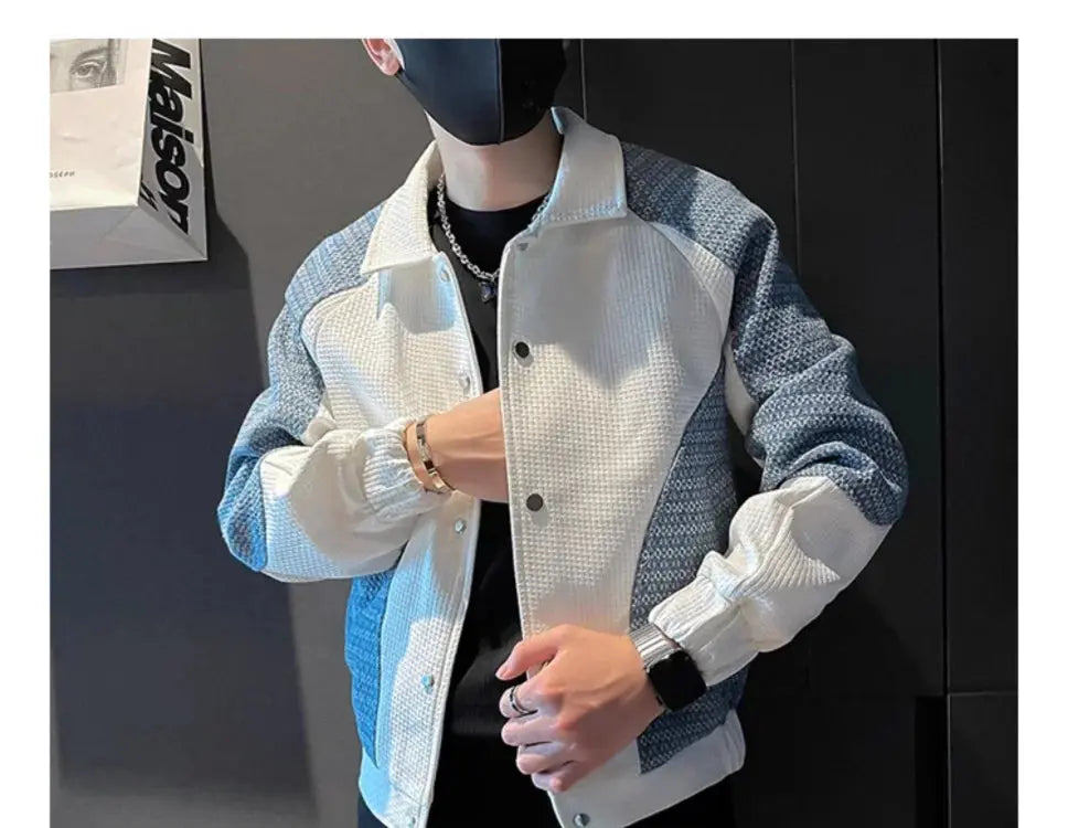 Mn-Vestes décontractées épissées pour hommes, col rabattu, combinaison coréenne à simple boutonnage, couleurs durables, nouveaux abonnés, automne, hiver