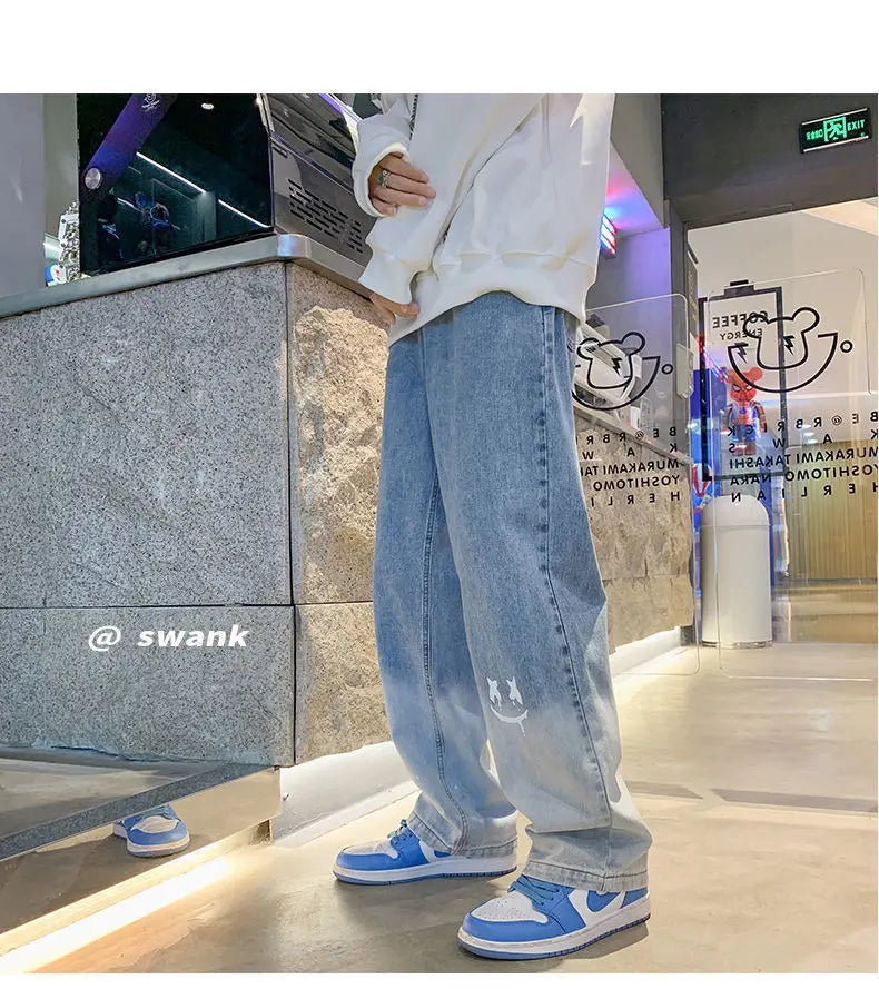 Jean Baggy Vintage à Jambes Larges pour Homme, Pantalon Streetwear Surdimensionné, Droit et Long, à la Mode, Y2k, 2024