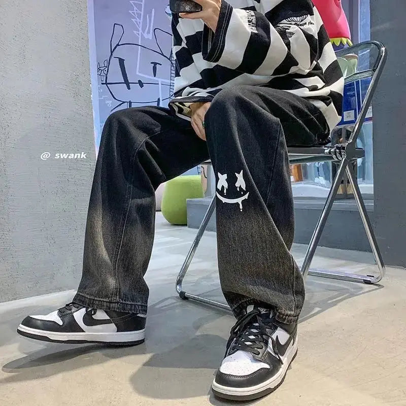 Jean Baggy Vintage à Jambes Larges pour Homme, Pantalon Streetwear Surdimensionné, Droit et Long, à la Mode, Y2k, 2024