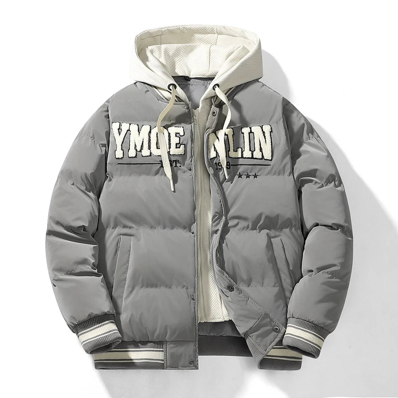 Veste Bombardier à Col Montant pour Homme, Parka Décontractée, Vêtements Grande Taille, Optique Chaude, Manteau Slim Fit, Smile, Automne et Hiver