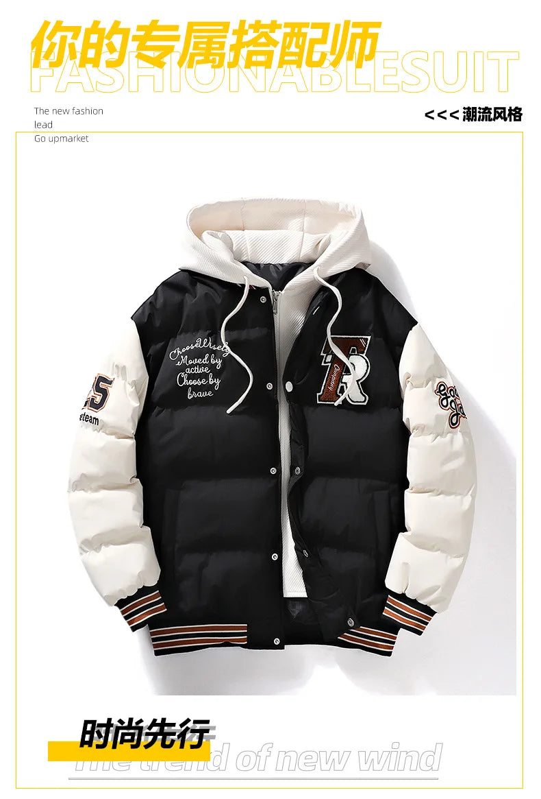 Supzoom nouveauté décontracté broderie hommes hiver à la mode faux deux pièces à capuche pain costume Couple coton rembourré vestes et manteaux
