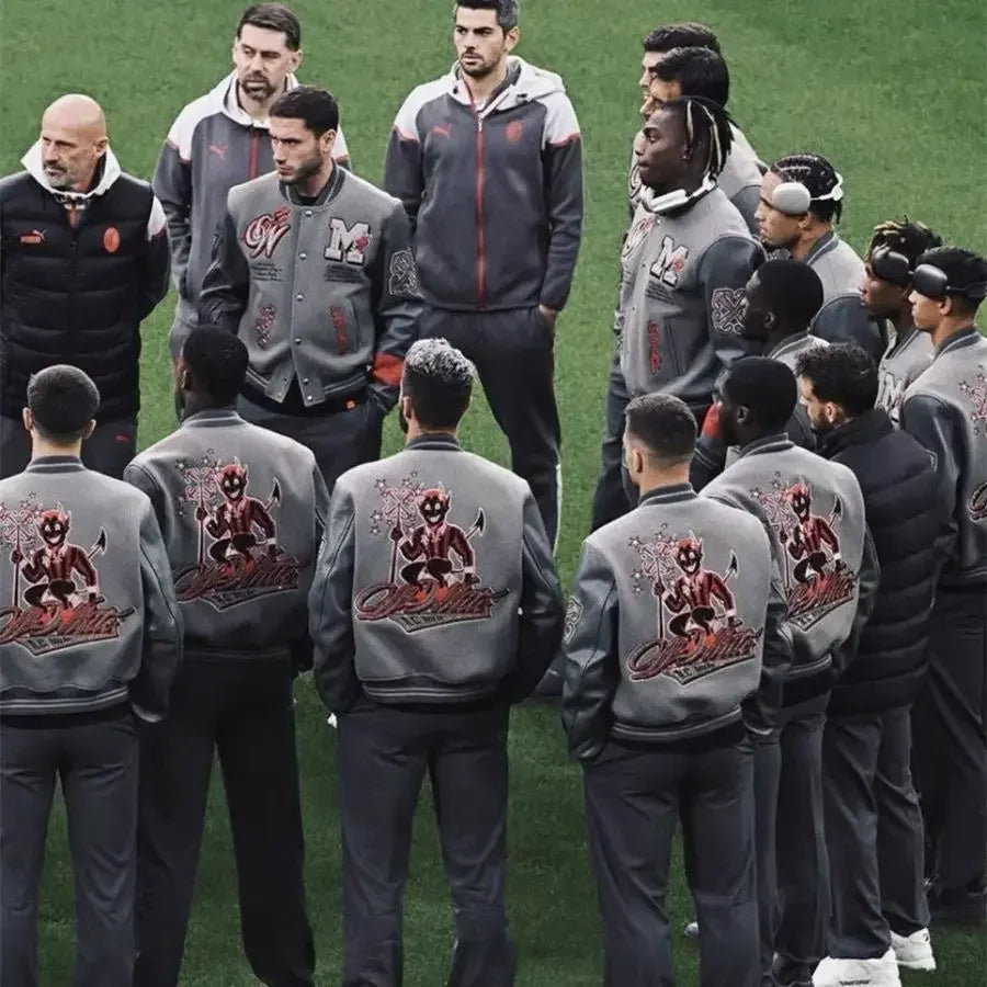 Uniformes de baseball en brique chaude avec lettres brodées lourdes pour hommes et femmes, hauts américains d'automne et d'hiver, tendance de la mode rétro