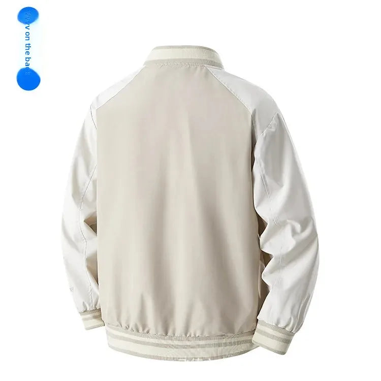 Veste de Baseball rétro américaine pour hommes, col montant, vêtements d'extérieur décontractés, coupe ample, manteau de printemps et d'automne