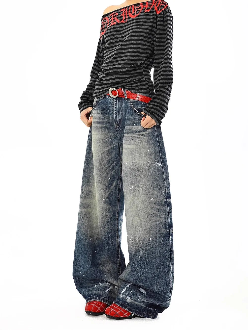 Jean Baggy Vintage taille haute pour femmes, pantalon à jambes larges, surdimensionné, Harajuku, jambes droites, Y2K