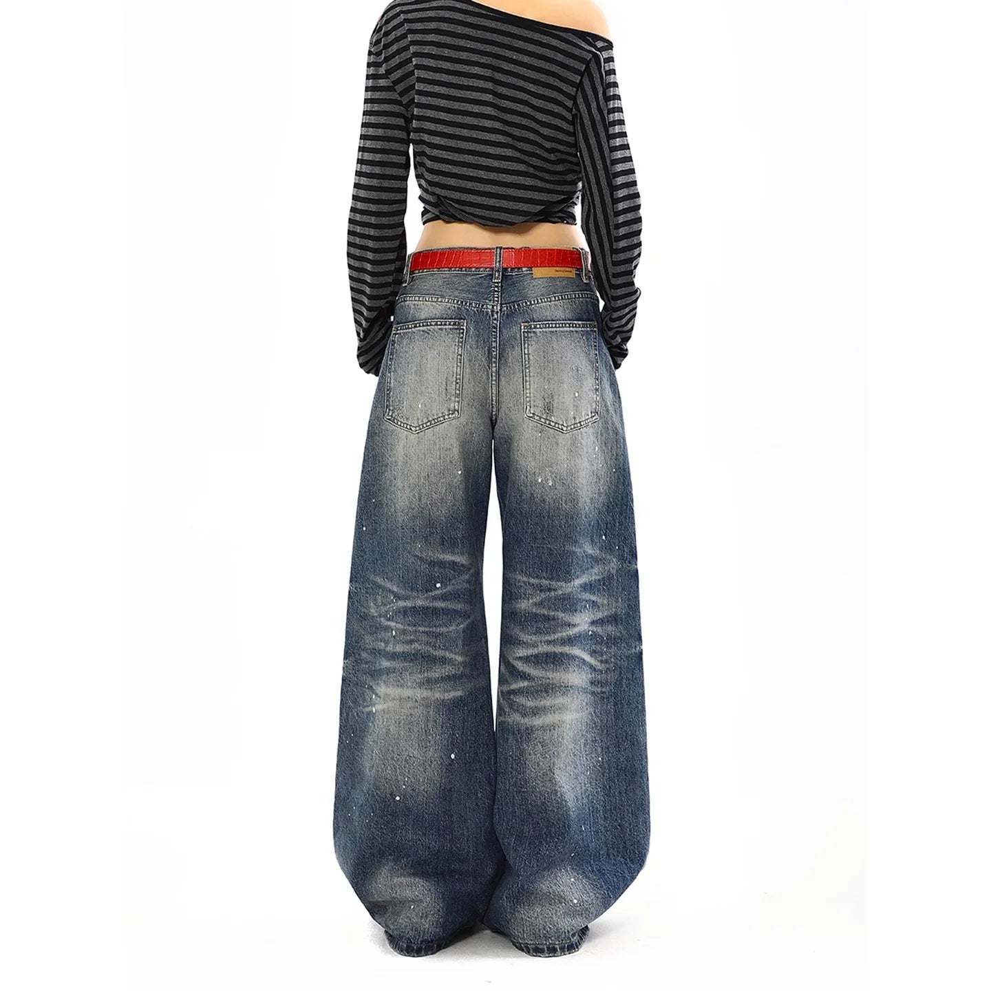 Jean Baggy Vintage taille haute pour femmes, pantalon à jambes larges, surdimensionné, Harajuku, jambes droites, Y2K