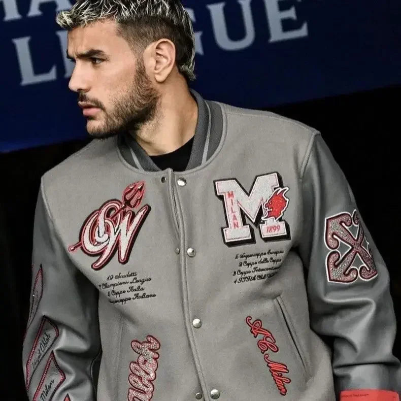 Uniformes de baseball en brique chaude avec lettres brodées lourdes pour hommes et femmes, hauts américains d'automne et d'hiver, tendance de la mode rétro