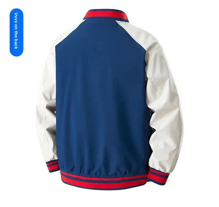 Veste de Baseball rétro américaine pour hommes, col montant, vêtements d'extérieur décontractés, coupe ample, manteau de printemps et d'automne
