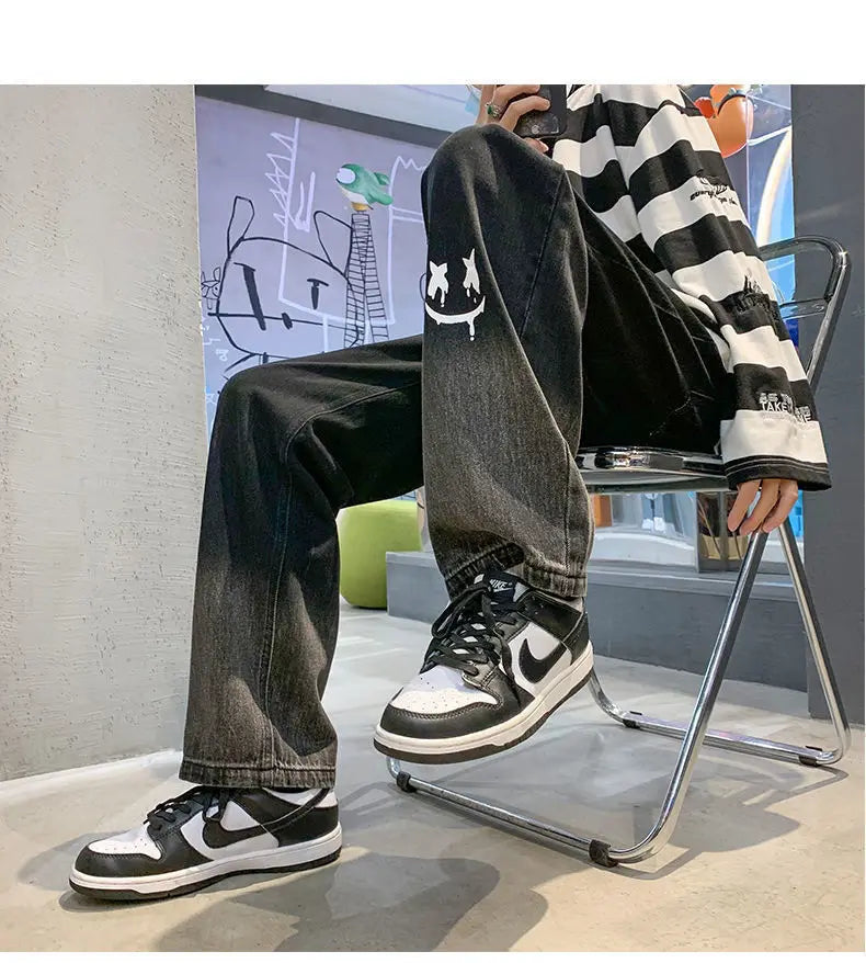 Jean Baggy Vintage à Jambes Larges pour Homme, Pantalon Streetwear Surdimensionné, Droit et Long, à la Mode, Y2k, 2024