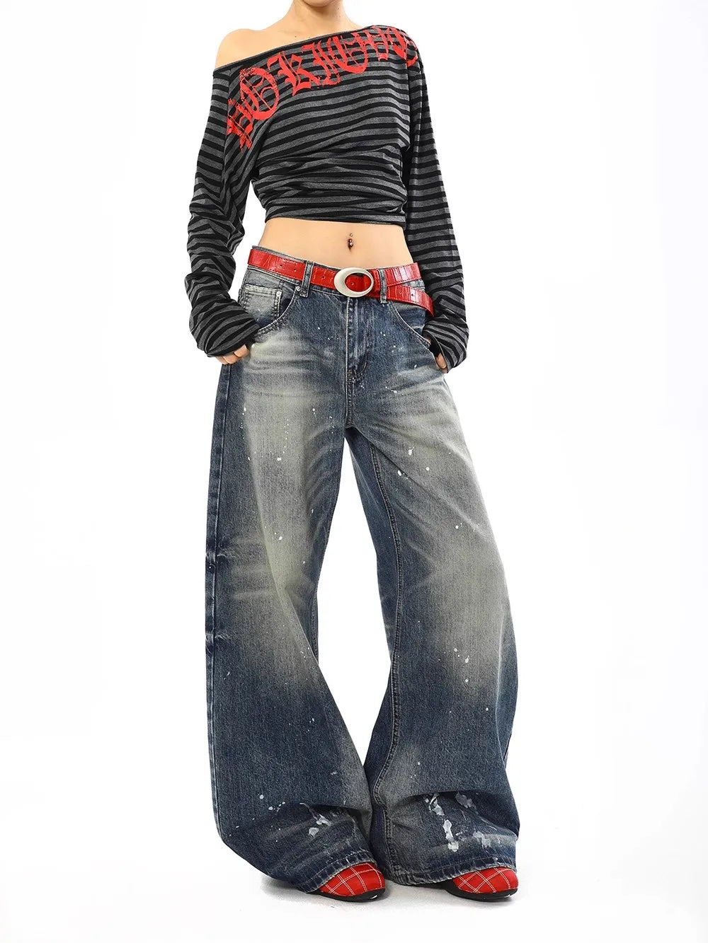 Jean Baggy Vintage taille haute pour femmes, pantalon à jambes larges, surdimensionné, Harajuku, jambes droites, Y2K