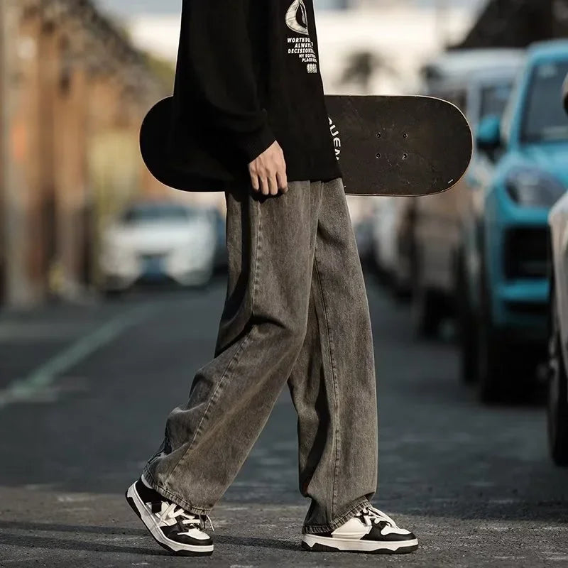 Jean Baggy imprimé fleur Y2K pour hommes, Streetwear américain décontracté, pantalon à jambes larges, Vintage, droit, nouvelle collection 2025