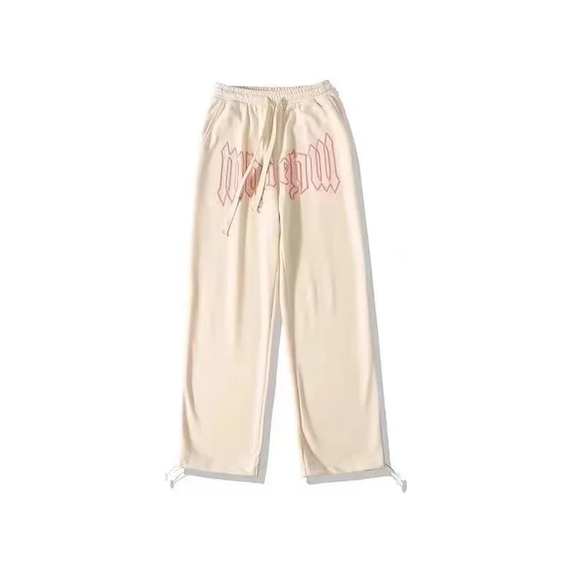 Style américain lettre imprimer pantalon droit pour hommes haute rue pantalon ample décontracté Joggers Hip Hop cordon pantalons de survêtement