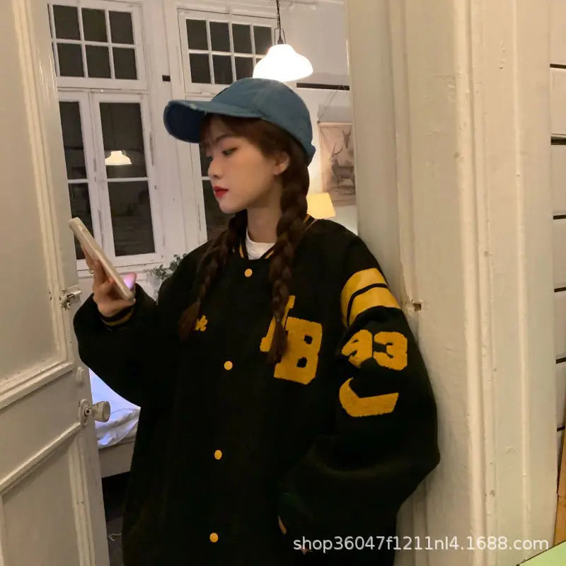 Streetwear Y2K mode hommes et femmes vestes décontractée mode lettre broderie uniforme de Baseball k-pop manteau ample surdimensionné