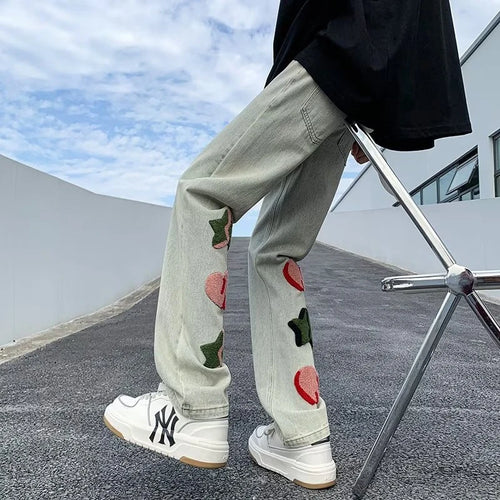 2025 nouveau Goth Graffiti brodé Jean hommes haute rue Harajuku mode Denim pantalon Hip Hop Y2K Vintage Jean pantalones
