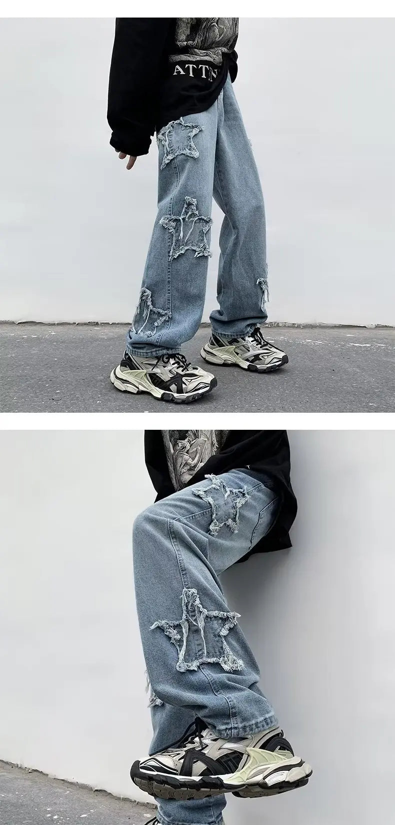 2025 nouvelle mode étoiles serviette broderie marron hommes jean Pantalon Y2K vêtements droit Hip Hop coton Pantalon Homme