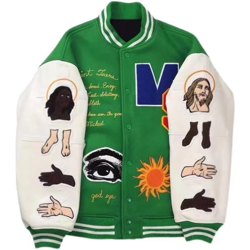 Veste d'uniforme de baseball brodée pour hommes, style américain, européen et américain, rétro, styles de couple, tendance printemps et automne, Y2K