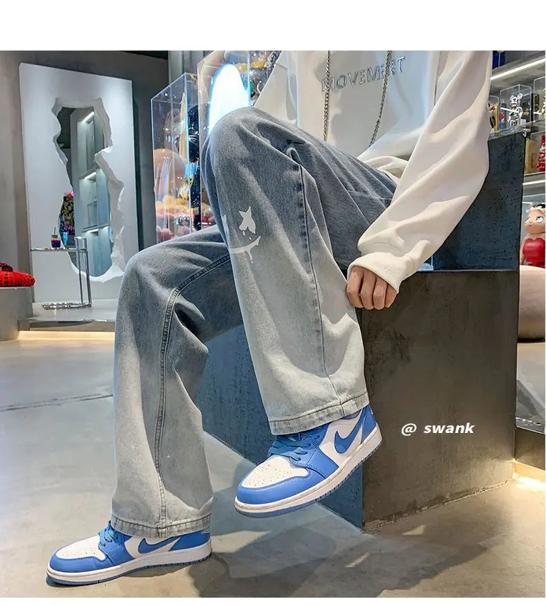 Jean Baggy Vintage à Jambes Larges pour Homme, Pantalon Streetwear Surdimensionné, Droit et Long, à la Mode, Y2k, 2024