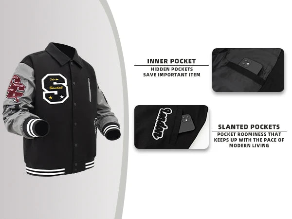 Veste bombardier Vintage à col rabattu pour homme, manteau ample avec lettres brodées, veste de moto, veste de Baseball universitaire automne/hiver