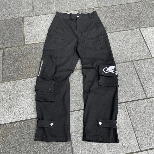 Nouveau Baggy décontracté jambe large Jean hommes rue rétro Hip Hop imprimé Jean tendance mode noir taille haute Jean Y2k hommes vêtements 2023