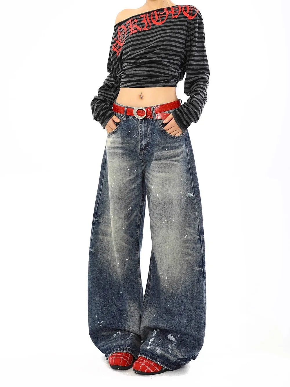 Jean Baggy Vintage taille haute pour femmes, pantalon à jambes larges, surdimensionné, Harajuku, jambes droites, Y2K