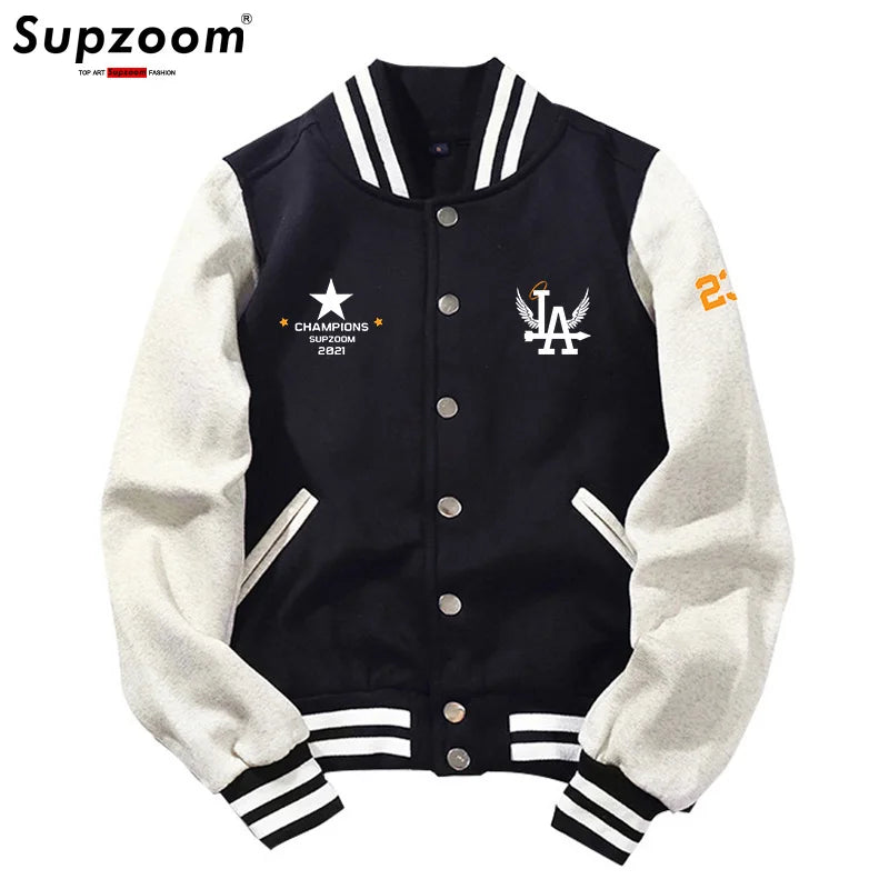 Supership-Veste de baseball décontractée à simple boutonnage avec logo, haut en coton à manches côtelées avec lettre, manteau cardigan adt, nouvelle arrivée, mode