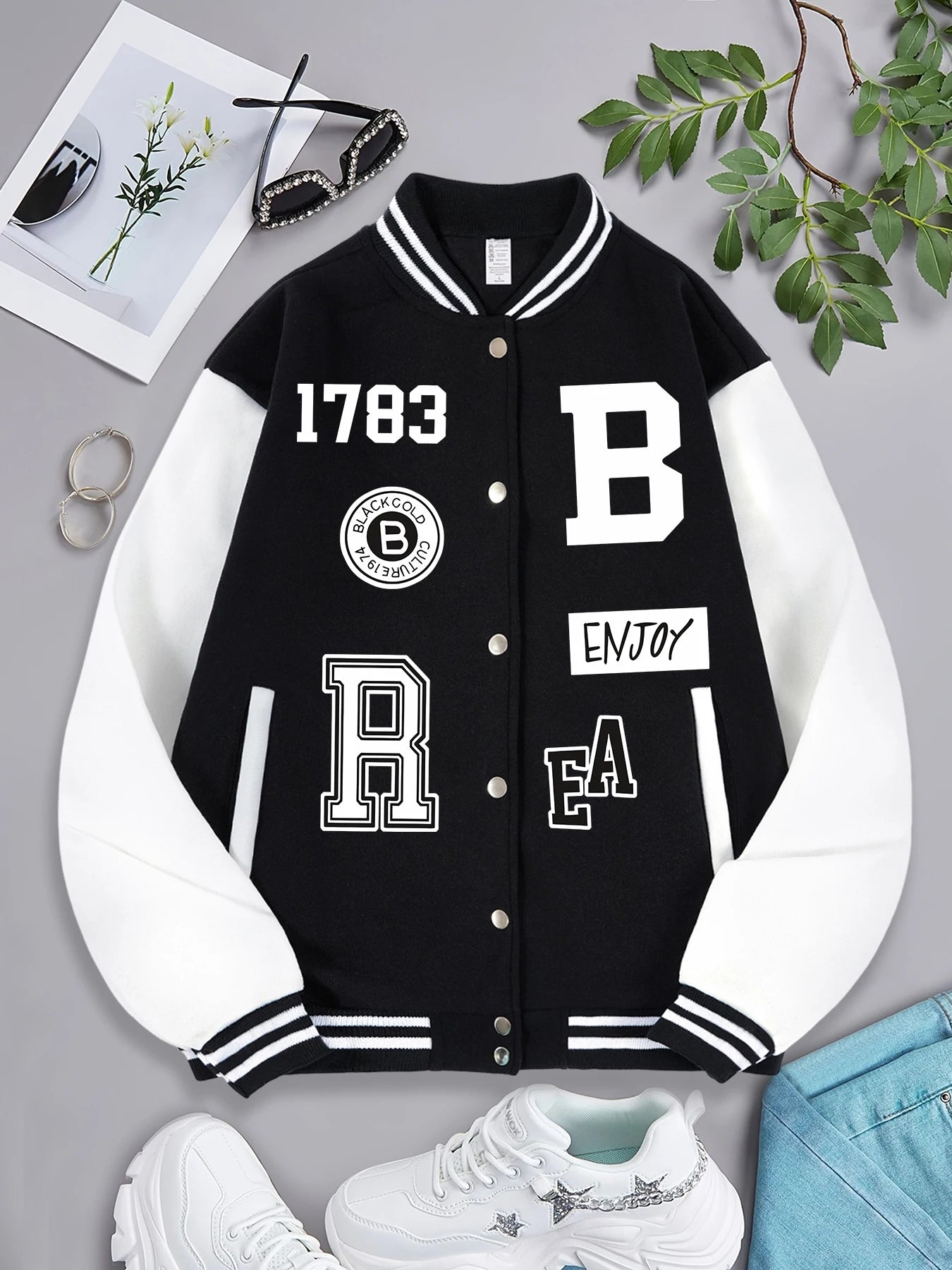 Vestes imprimées de lettres Hip Hop pour femmes, uniforme de baseball souriant, veste décontractée de rue de personnalité, vêtements chauds et doux pour femmes, hiver