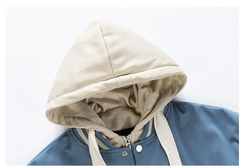 Nouvelle mode hommes Streetwear à capuche vestes de Baseball polaire chaud hiver vestes mâle faux deux pièces lâche manteaux décontractés 3XL